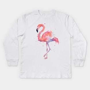 Flamingo Watercolor Kids Long Sleeve T-Shirt
